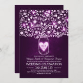  Mason Jar Purple Flowers Bruiloft uitnodigingen (Voorkant / Achterkant)