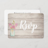 Mason Jar Rose Lilac Rustique Bois Carte Rsvp (Devant / Derrière)