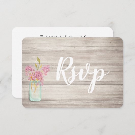 Mason Jar Rose Lilac Rustique Bois Carte Rsvp (Devant / Derrière)
