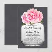 Mason jar rose peony douche nuptiale invitation pe (Devant / Derrière)