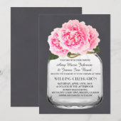 Mason jar rose peony invitations mariage peony4 (Devant / Derrière)