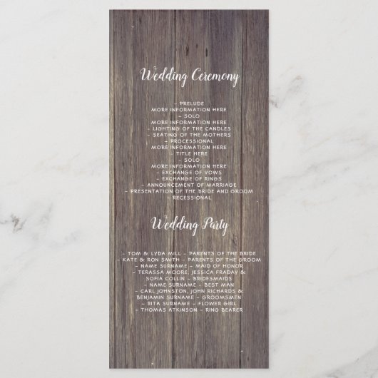 Mason Jar Roze Bloemen Rustieke Bruiloft Programma (Achterkant)