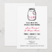 Mason Jar & Roze Hart repetitie diner Kaart (Voorkant / Achterkant)