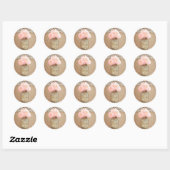 Mason Jar Roze Hydrangea Bloemen Rustieke Bruiloft Ronde Sticker (Vel)