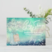 ** Mason Jar Rustic Baby Breath Baby shower Kaart (Staand voorkant)