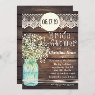 Mason Jar Rustic Bois Bridal Show Invitation