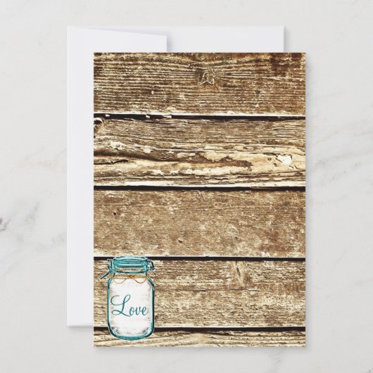 Mason Jar Rustic Bois Répétition Dîner Invitations (Dos)