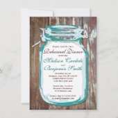 Mason Jar Rustic Bois Répétition Dîner Invitations (Devant)