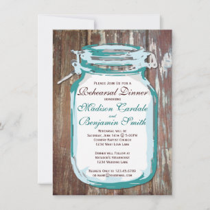 Mason Jar Rustic Bois Répétition Dîner Invitations