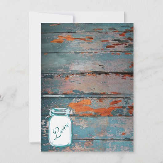 Mason Jar Rustic Bois Répétition Dîner Invitations (Dos)