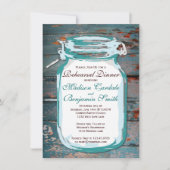 Mason Jar Rustic Bois Répétition Dîner Invitations (Devant)