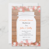 Mason Jar Rustic Bridal Saumon Lights Invitation (Devant)