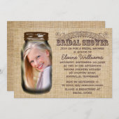 Mason Jar Rustic Burlap Bridal Shower Kaart (Voorkant / Achterkant)