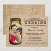 Mason Jar Rustic Burlap Country Weddenschap Kaart (Voorkant / Achterkant)