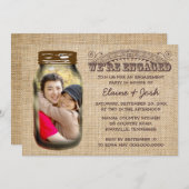 Mason Jar Rustic Burlap Engagement Party Kaart (Voorkant / Achterkant)