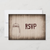 Mason Jar Rustic Country Bois Wedding Cartes RSVP (Dos)