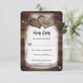 Mason Jar Rustic Country Burlap Coeur Mariage RSVP (Debout devant)