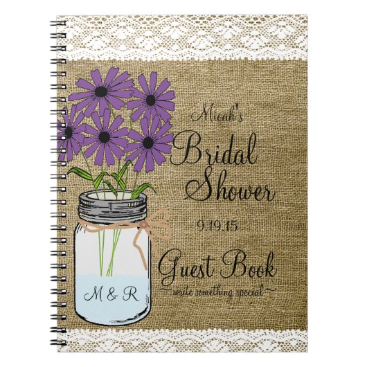 Mason Jar Rustic Country-Vrijgezellenfeest Guest B Notitieboek (Voorkant)