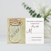 Mason Jar Rustic Country Wedding RSVP Reply Cards (Staand voorkant)