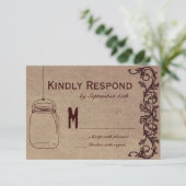 Mason Jar Rustic CountryWedding Cartes RSVP (Debout devant)