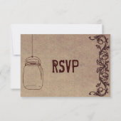 Mason Jar Rustic CountryWedding Cartes RSVP (Dos)