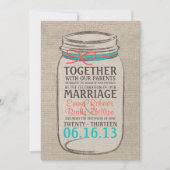 Mason Jar Rustic Faire-part de mariage - Coral Tur (Devant)
