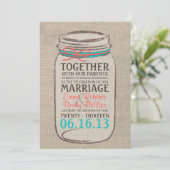 Mason Jar Rustic Faire-part de mariage - Coral Tur (Debout devant)
