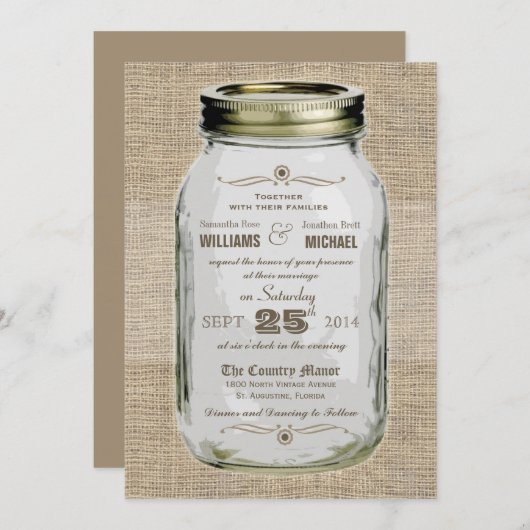 Mason Jar Rustic  Kaart (Voorkant / Achterkant)