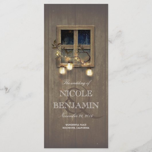 Mason Jar Rustic Lights Barn Wedding Programma's (Voorkant)