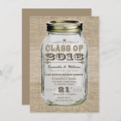Mason Jar Rustic look 2016 Afstuderen Kaart (Voorkant / Achterkant)
