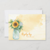 Mason Jar Rustic Sunflower Country Wedding Reply RSVP Kaartje (Voorkant)