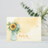 Mason Jar Rustic Sunflower Country Wedding Reply RSVP Kaartje (Staand voorkant)