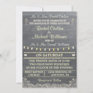 Mason Jar Rustic Wedding Invitation Kaart