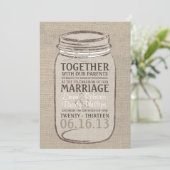 Mason Jar Rustic Wedding Invitation - White Beige Kaart (Staand voorkant)