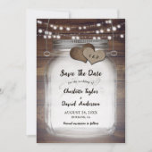 Mason Jar Rustiek Land Hout Bruiloft Save The Date (Voorkant)