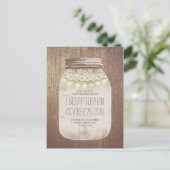 Mason Jar Rustieke Lace & Lights Save The Date Aankondigingskaart (Staand voorkant)
