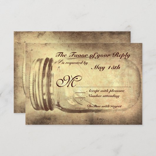 Mason Jar Rustique Mariage campagnard Cartes RSVP (Devant / Derrière)
