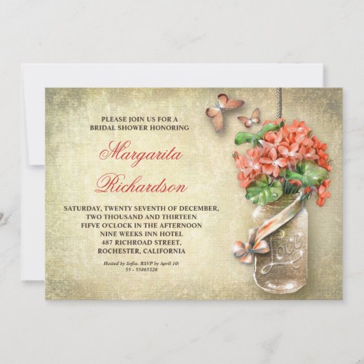 mason jar rustique nuptiale invitation (Devant)