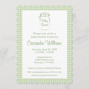 Mason Jar Sage Baby shower Invitation