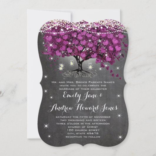 Mason Jar Sangria Wine Chalkboard Heart Leaf Tree Kaart (Voorkant)