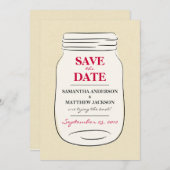 Mason Jar Save the Date Cards - Red (Voorkant / Achterkant)