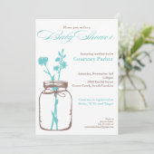 Mason Jar Shower Invitation (blauw) Kaart (Staand voorkant)