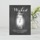 Mason Jar Skeleton Halloween Invitation Kaart (Staand voorkant)