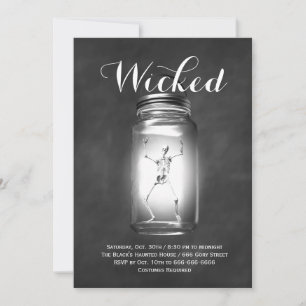 Mason Jar Skeleton Halloween Invitation Kaart