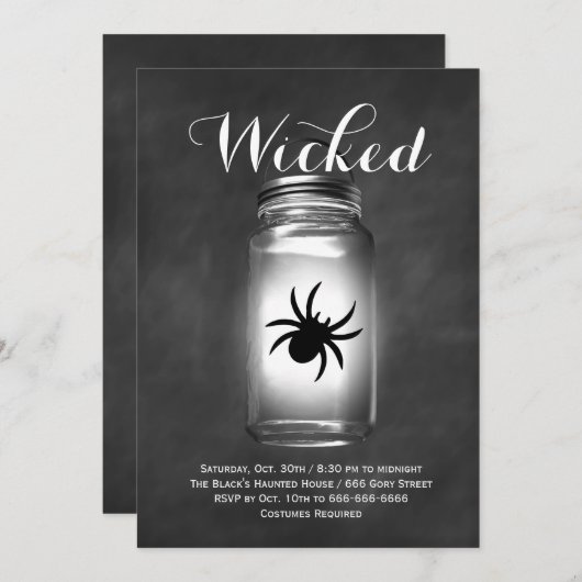 Mason Jar Spider Halloween Invitation (Devant / Derrière)
