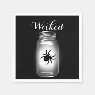 Mason Jar Spider Halloween Napkin Servetten