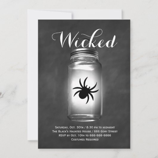 Mason Jar Spider Halloween uitnodiging (Voorkant)