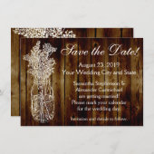 Mason Jar Stempel Donker Houtlook Save the Date (Voorkant / Achterkant)