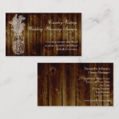 Mason Jar Stempel op Donkere Houten Plank Visitekaartje (Voorkant / Achterkant)