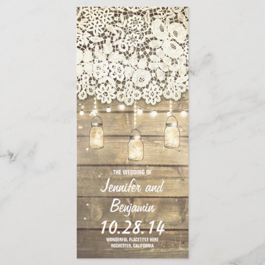 Mason Jar String éclaire Programmes de mariage rus (Devant)